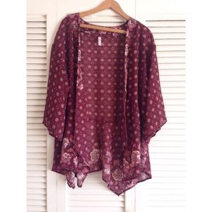 Gorgeous burgundy boho kimono cardigan